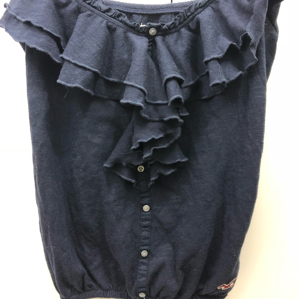 Hollister Navy ruffle tank top XS - Picture 2 of 4